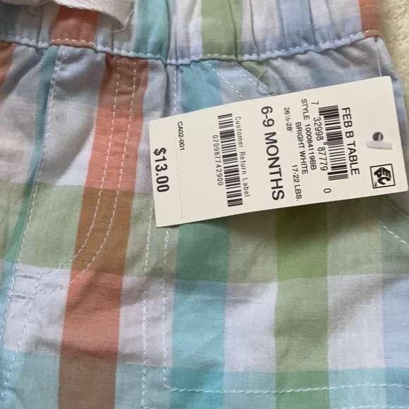 First Impressions NWT plaid pull-up shorts. 6-9m - Picture 3 of 4
